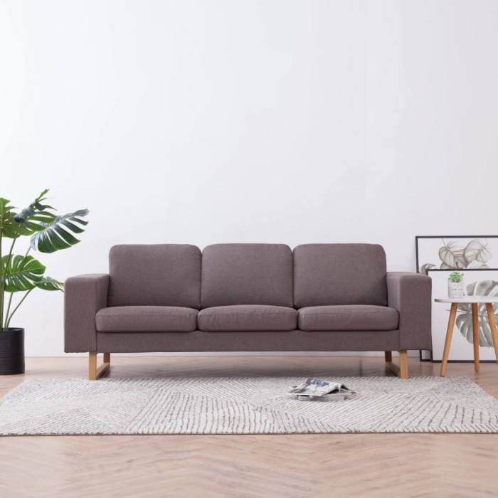 vidaXL Canapea cu 3 locuri, gri taupe, material textil 281396