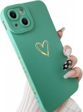 Husa de protectie pentru iPhone 13 Mini SmoBea, silicon, verde/auriu, 5,4 inchi