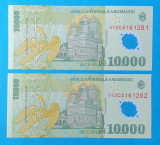 Bancnota Lot x 2 bucati serie consecutiva ZECE MII Lei - 10000 Lei 2000 - UNC