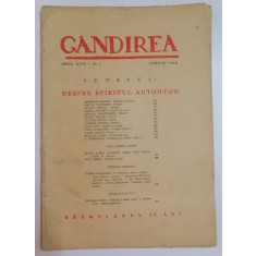 REVISTA &#039;&#039;GANDIREA&#039;&#039;, ANUL XVII, NR. 4, APRILIE 1938: DESPRE SPIRITUL AUTOHTON