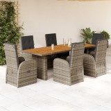vidaXL Set mobilier de grădină cu perne, 7 piese, gri, poliratan 3277591