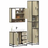 vidaXL Set mobilier de baie, 3 piese, stejar sonoma, lemn prelucrat 3301106