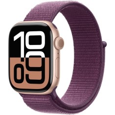 Apple Watch 10, GPS, Cellular, Carcasa Rose Gold Aluminium 42mm, Plum Sport Loop