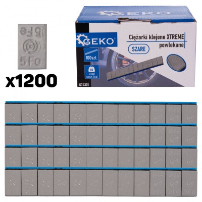 Set contra-greutati adezive pentru echilibrat jante de aliaj, 12 x 5 g, 100 elemente, Geko G74301 foto