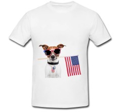 Tricou &amp;quot; Caine cu steagul american &amp;quot; foto