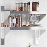 VidaXL Raft perete 2 niveluri 50x23,5x48 cm argintiu oțel inoxidabil