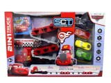 Camion transportor Mack Cars 2 &icirc;n 1 cu rampă de lansare și 4 mașinuțe