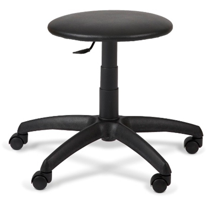 Scaun laborator operational, rotativ, baza polipropilena, piele ecologica, inaltime ajustabila, 100 kg, negru