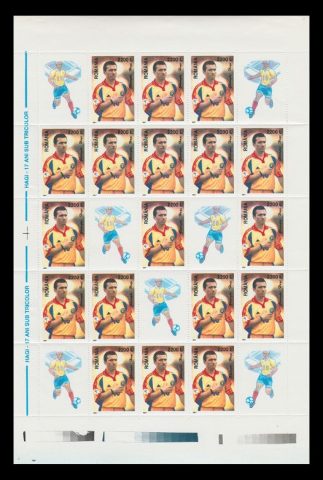 2001 Romania - Gheorghe Hagi coala de 18 marci + 7 viniete LP 1548 b, MNH