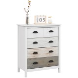 HOMCOM Comodă 5 sertare mobilier de depozitare cu m&acirc;nere, 70 x 38 x 85 cm, alb | Aosom Romania