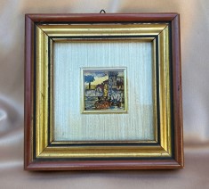 TABLOU MICUȚ VINTAGE PICTAT MANUAL PE FOAIE DE AUR
