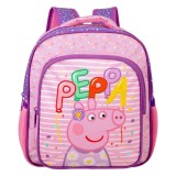 Ghiozdan pentru fete, gradinita, model Purcelusa Peppa, 27x11x30 cm, roz cu mov, Oem