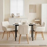 Cumpara ieftin Scaune de dining 4 buc. Boucl&eacute; Crem 59 x 56,5 x 85 cm
