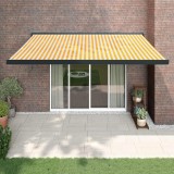 VidaXL Copertină retractabilă galben și alb, 4x3 m, textil și aluminiu