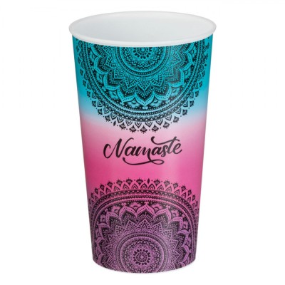 Pahar Plastic Mandala, Namaste, Multicolor, Capacitate 0,65L foto