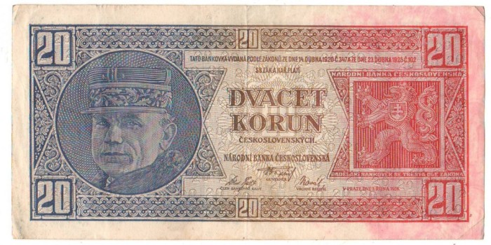 SV * Cehoslovacia DVACET KORUN / 20 COROANE 1926