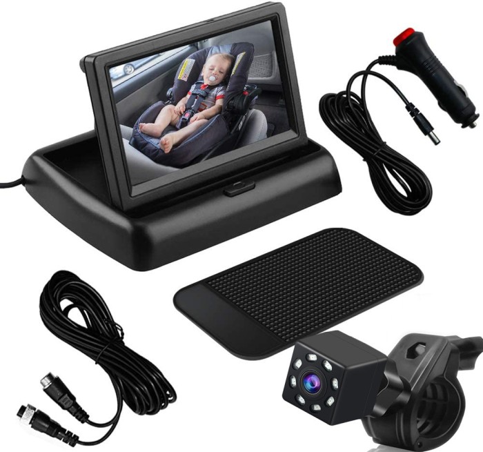 Camera video Damar, Viziune nocturna, Compatibila universal, Monitorizare pentru Scaunul de Siguranta a bebelusilor si copiilor, Rotire 180, FULL HD M