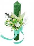 Lumanare de cununie, nunta sau botez, personalizabila cu trandafir criogenat si plante uscate (Verde), Eventissimi&reg;