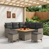 vidaXL Seturi de mobilier cu pernă 6 pcs Gri și gri &icirc;nchis Ratan PE 3422183