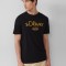 s.Oliver Tricou barbati cu imprimeu cu logo si decolteu la baza gatului, Regular fit, Negru, S