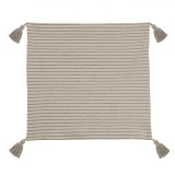 Față de Pernă Decorativă, Model Cu Dungi Subțiri, Ciucuri, Culoare Bej, Dimensiuni 45x45cm, Oem