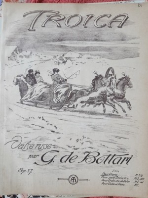 Troica, vals rusesc, Op.57 - G. de Bottari partitura pentu pian foto