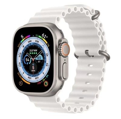 Curea THD Ocean Band, compatibila cu Apple Watch Ultra 49 mm/Apple Watch 42/44/45 mm, marime universala, culoarea alba foto
