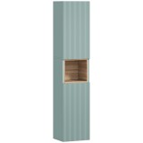 HOMCOM Dulap &Icirc;nalt pentru Baie &Icirc;ngust cu Raft Deschis și Rafturi Reglabile 2 Uși Canelate 30x24x140 cm Verde | Aosom Romania