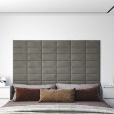 Gossi panouri de perete 12 buc. gri deschis 30x15 cm catifea 0,54 m2