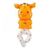 Balon din folie metalizata, flippy, figurine animalute, tip bratara, model girafa, 13 x 35 cm, ambalaj individual, pai inclus, umflare cu aer sau heli
