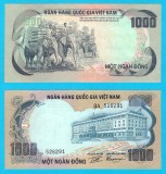 Vietnam Sud (p#34) 1000 Dong 1972 UNC 'Elefanți'; (ROG CITITI DETALIILE!)