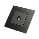 Priza TV simpla neagra cu rama din sticla 86x86mm