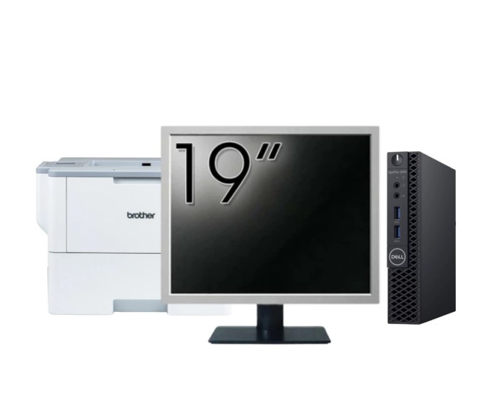 Pachet Calculator Second Hand DELL OptiPlex 3060 MiniPC, Intel Core i3-8100T 3.10GHz, 8GB DDR4, 256GB SSD + Monitor 19&amp;quot; + Imprimanta Brother HL-L