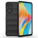 Husa pentru oppo a78 4g, antisoc, margini striatii, design minimalist, black