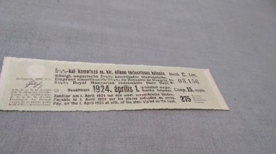 CUPOANE /BON DE TREZORERIE CU REDUCERE 1924 UNGARIA foto