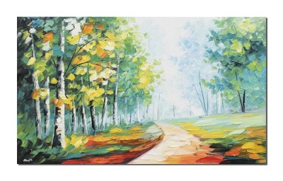Tablou pictat manual, Peisaj din natura, 100x60cm ulei pe panza in cutit efect 3D, Superb foto