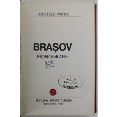 JUDETELE PATRIEI , BRASOV , MONOGRAFIE , 1981
