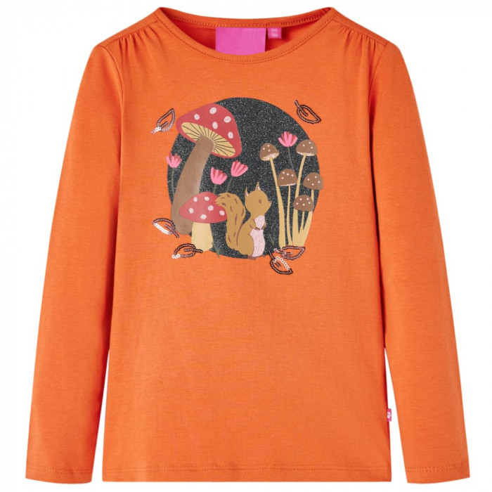 Tricou pentru copii cu m&acirc;neci lungi, portocaliu ars, 140