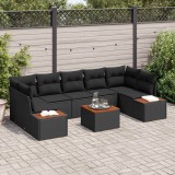 vidaXL Set de canapele pentru grădină cu pernă 8 pcs Negru Rattan poli 3356713