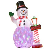 HOMCOM Decorațiune de Crăciun, om de zăpadă gonflabil, 2,4 m, iluminare LED, ventilator, alb | Aosom Romania