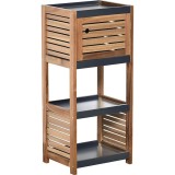 Mobilier Baie Mdf/Acacia 1 Ușă/2 Rafturi 83X30X36,5 Cm &ndash; Negru / Acacia | Mobilier Depozitare Baie