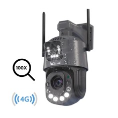Camera de supraveghere 4G Cartela SIM 6K, 100X, 2 lentile, Control din aplicatie, Detectie umana, Rezistenta la apa IP66