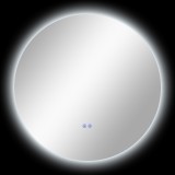 kleankin Oglindă de Baie Rotundă cu Lumină LED &icirc;n 3 Culori și &Icirc;ntrerupătoare Touch, &Oslash;70x3,5 cm, Transparet | Aosom Romania