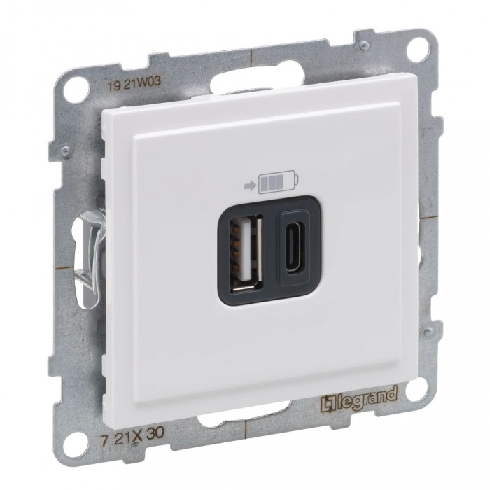 Priza USB tip A+C 5V Legrand Suno alb 721130