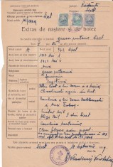 AMS - EXTRAS DE NASTERE SI DE BOTEZ, JUD. RADAUTI, ANUL 1923, FRANCATURA MULTIPLA