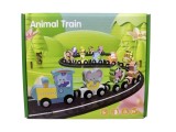 Trenulet din lemn cu animale jucarie educativa magnetica pentru copii