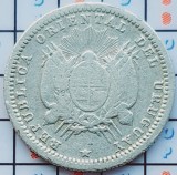 Uruguay 10 Centesimos 1877 argint - km 14 - A034, America Centrala si de Sud