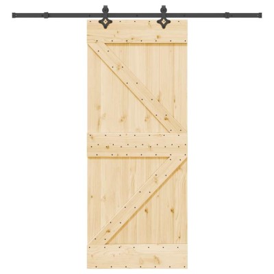 vidaXL Ușă glisantă cu set de feronerie 85x210 cm, lemn masiv de pin foto