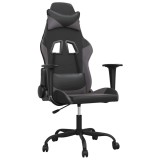 Cumpara ieftin Scaun de gaming de masaj, negru si gri, piele ecologica