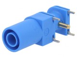 Soclu Banană 4mm 24A Albastru Aurit pentru PCB și Panou